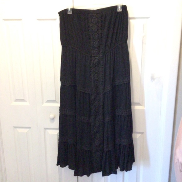 J For Justify Juniors Plus Black Boho Embroidered Strapless Dress Size 2X - Picture 5 of 6